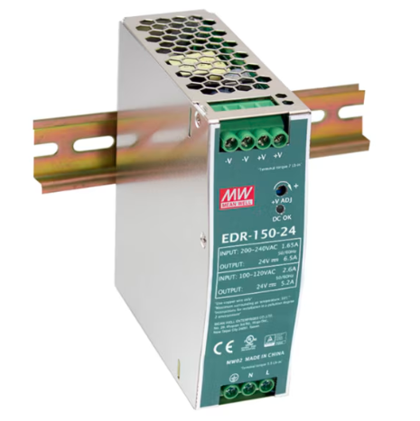 Mean Well EDR-150-24 Industrial DIN Rail Power Supply (24V 6.5A 156W)